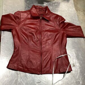Danier Red Leather Fitted Red Jacket